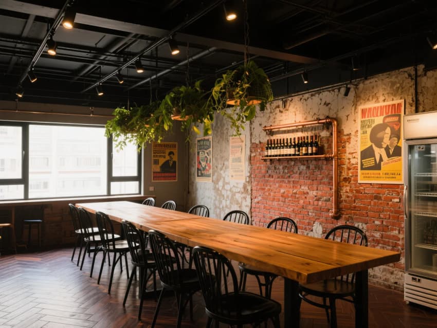 1000平合肥餐飲店設計：“工業復古+自然綠洲”融合的沉浸式餐飲空間